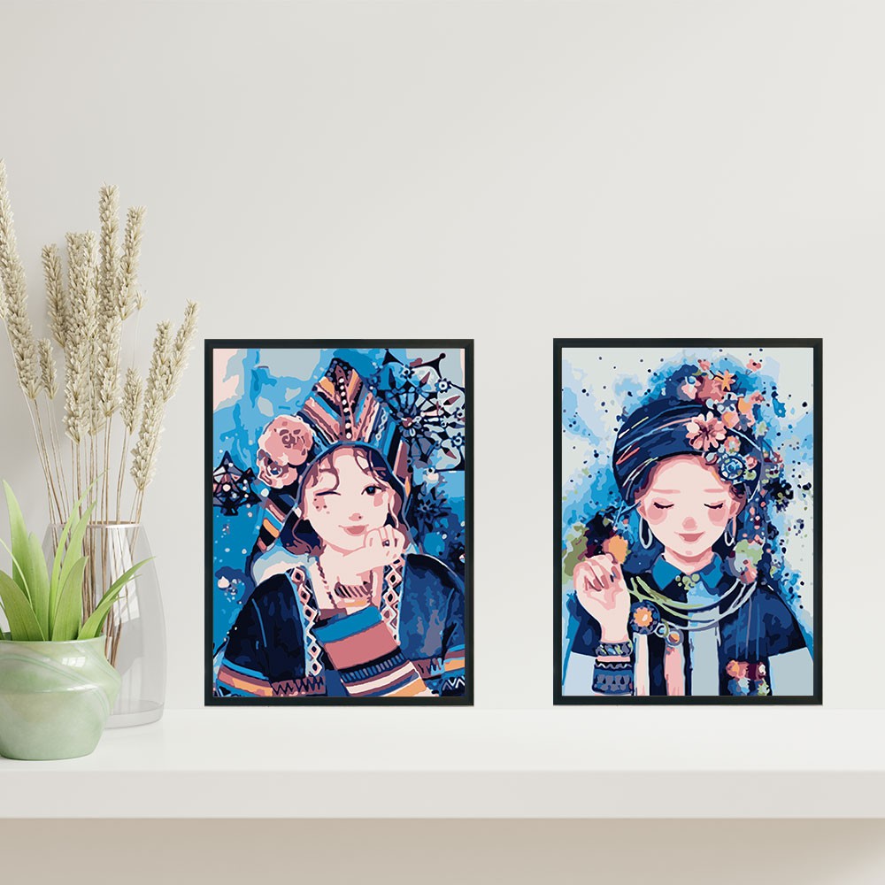 Tranh sơn dầu số hóa tự tô màu theo số - BỘ 2 TRANH VẼ CÔ GÁI CỰC HOT HIỆN NAY | BigBuy360 - bigbuy360.vn