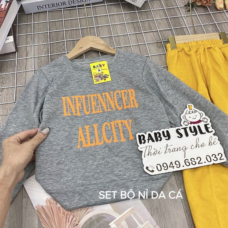 Bộ quần áo nỉ mùa đông ấm áp &quot;ALLCITY&quot; 14-45kg cho bé gái 4-15 tuổi. Vải da cá dày đẹp. Hàng may kỹ. G39