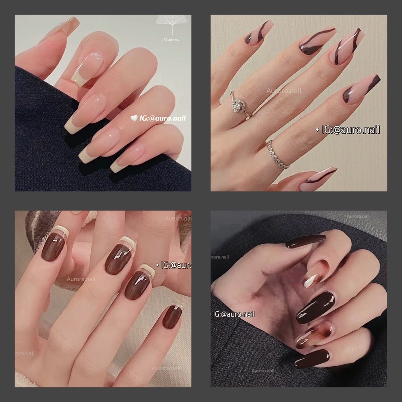 Set 24 nail giả form dài móng tay giả hàn quốc phù hợp mọi kích cỡ