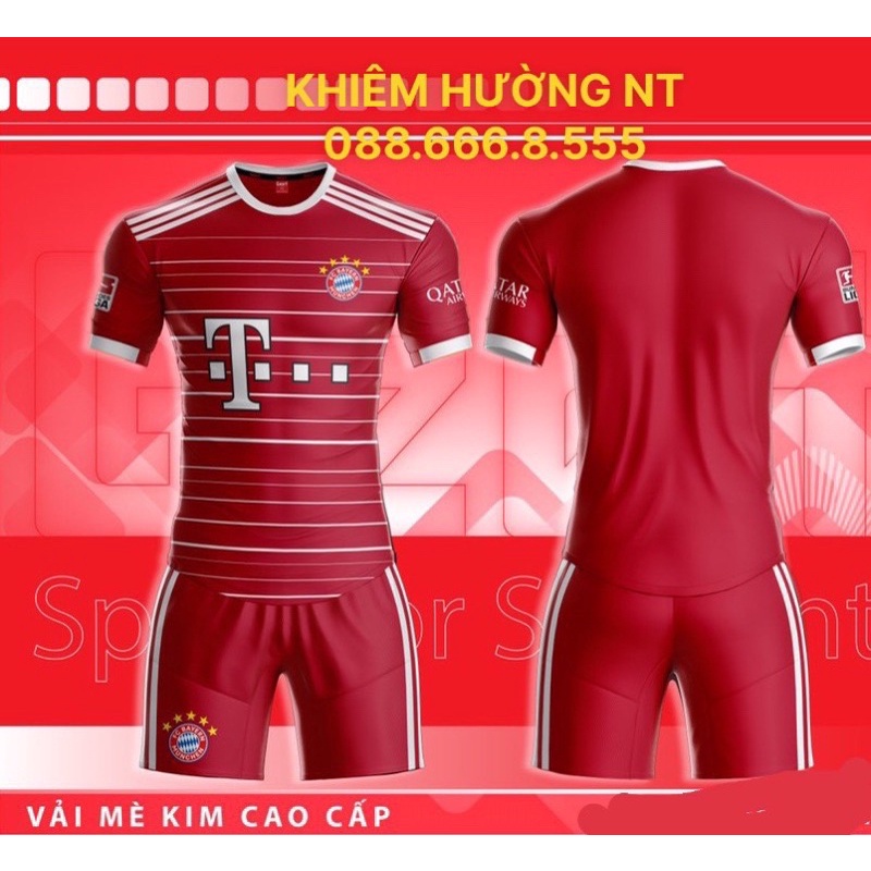 Áo đá bóng CLB Bayern Munich Sân Nhà&quot;Đỏ&quot;2022-2023 Thun  cao cấp chuẩn thi đấu