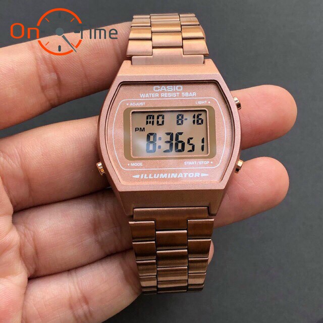 Đồng hồ nữ vỏ thép OneTime màu hồng nữ tính cực xinh, đồng hồ casio nữ