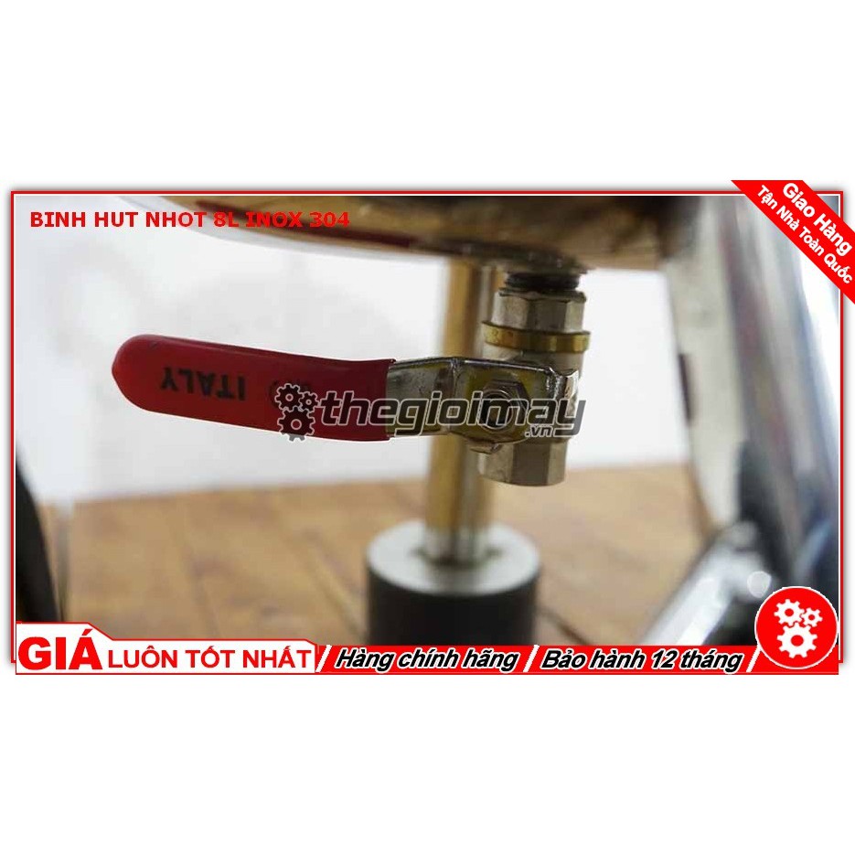 Bình hút nhớt 8l inox 304 dùng cho tiệm sửa xe nhỏ