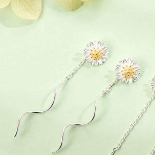 Bông tai bạc ta sóng Hoa Cúc nhỏ