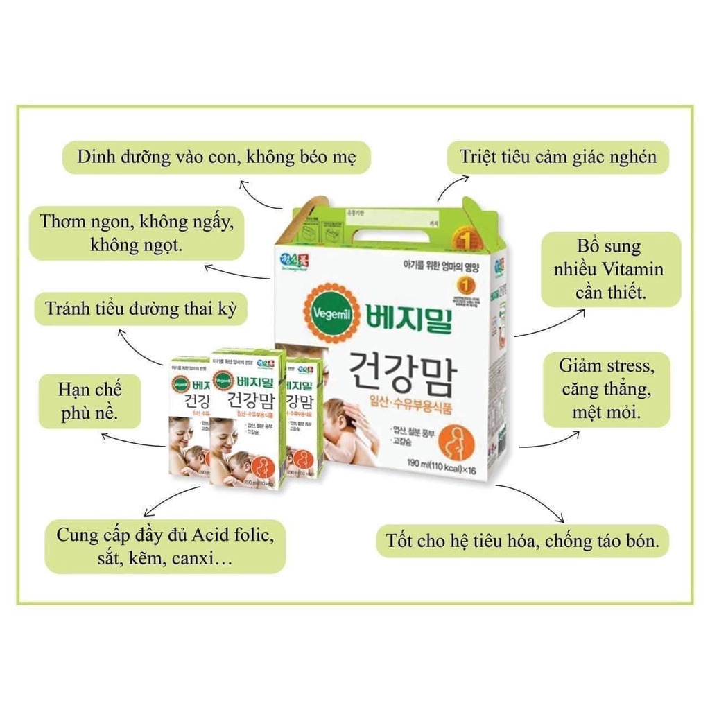 Sữa hạt bầu Vegemil Hàn Quốc DÀNH CHO MẸ BẦU VÀ CHO CON BÚ