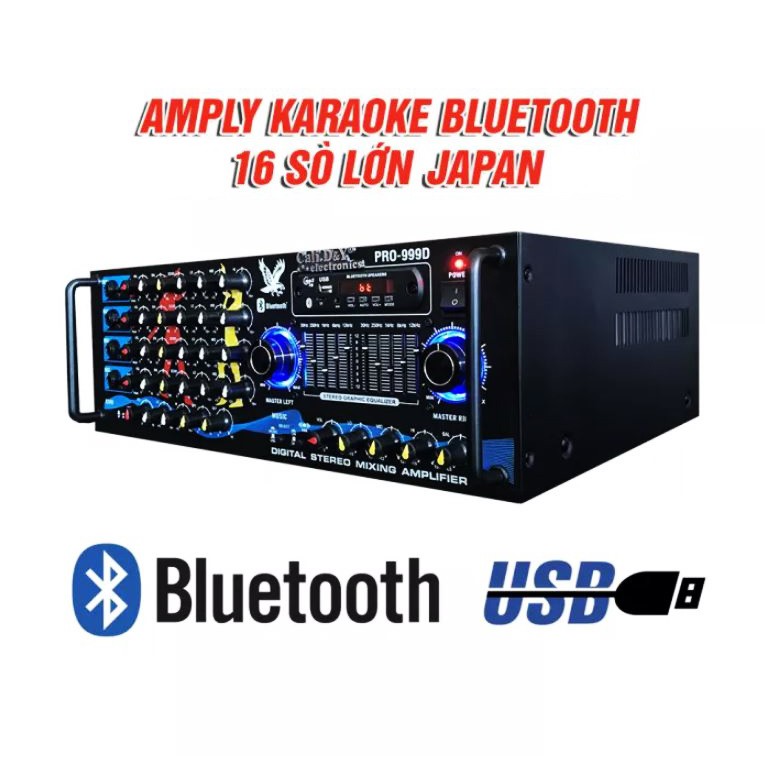 Amply Bluetooth karaoke công suất lớn - 16 sò Nhật - 2 quạt gió 939 / 999D - Ampli tích hợp lọc xì EQ - Hàng chính hãng