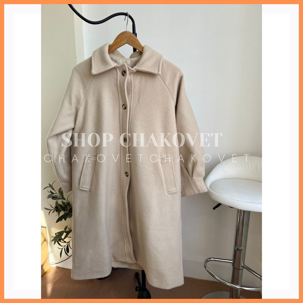 Áo dạ nữ dáng dài cao cấp 2 lớp AD8127, kiểu áo khoác ngoài mùa đông 4 cúc túi chéo tay bo thời trang hàn quốc màu be