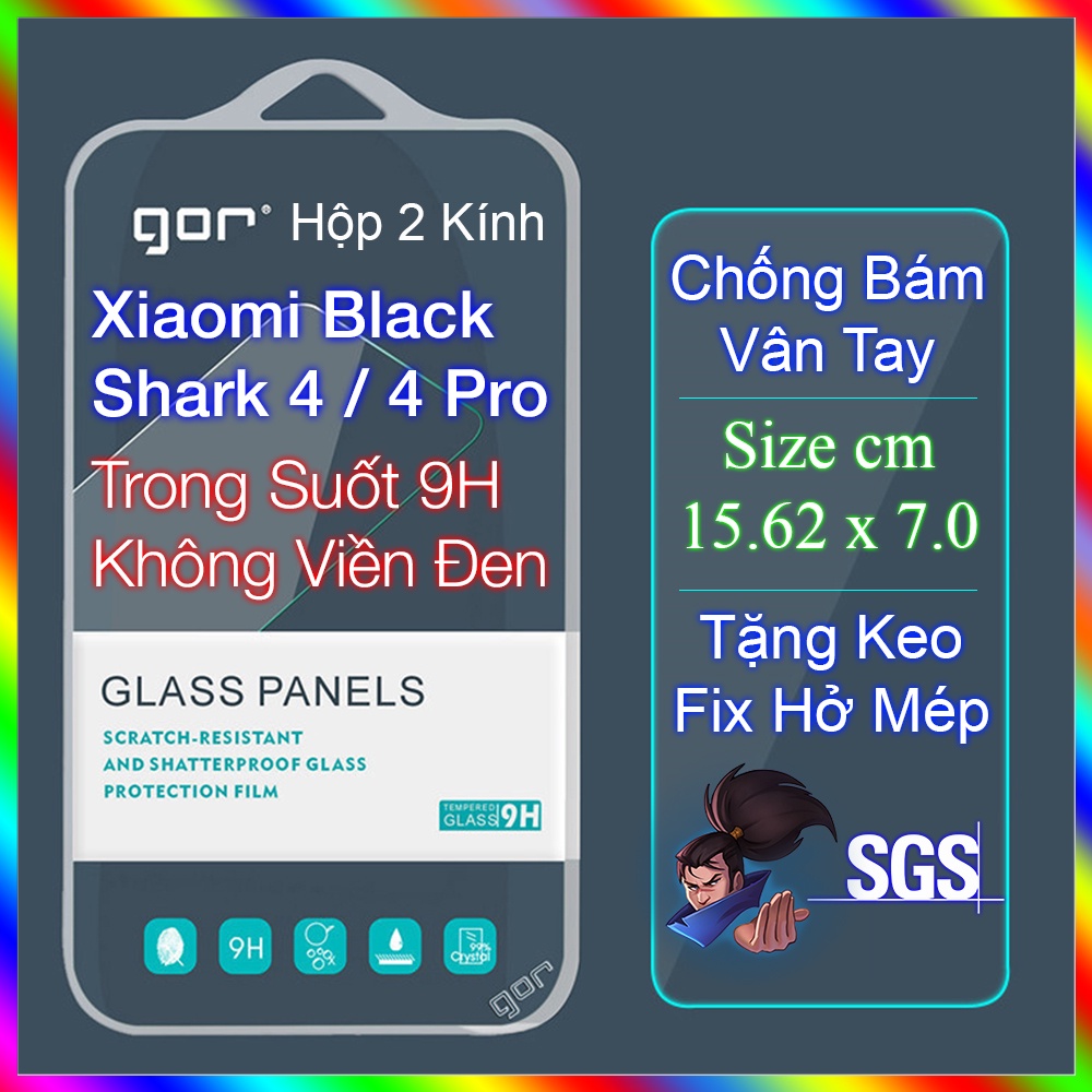 Kính Cường Lực Xiaomi Black Shark 4 / 4 Pro Gor Chống Bám Vân Tay Trong Suốt Không Viền Đen