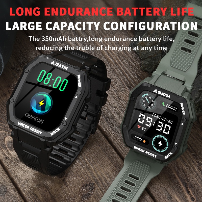 Đồng Hồ Thể Thao Thông Minh C16 1.7 inch Square Screen Đồng hồ thông minh nữ Chống Nước 3atm 350mA Long Standby Watches Bluetooth 5.0 Heart Rate Blood oxygen Fitness Tracker đa chức năng smartwatch