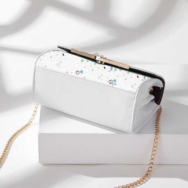 Túi Đeo Chéo Nữ Da Mềm Dễ Thương Khóa Gài T31 Trắng