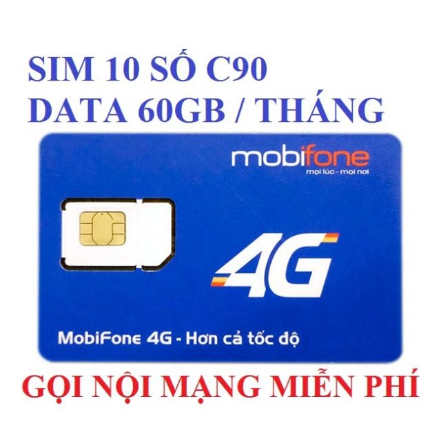 " Khuyến mại cực sốc SIM 10 SỐ C90 DATA 120G/ 2 THÁNG"