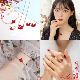 [TRANG SỨC CAO CẤP] Bộ Trang Sức Nữ 4 Món Trang Sức bằng kim loại Hình THIÊN NGA ĐỎ sang trọng