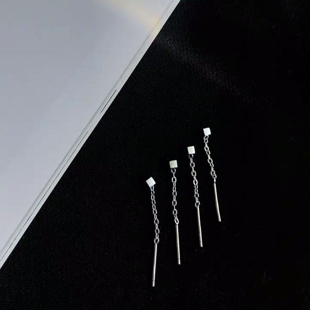 VANES1 Bông Tai Dáng Dài Phối Tua Rua Màu Đen / Bạc Phong Cách Hàn Quốc Thời Trang Cho Nữ