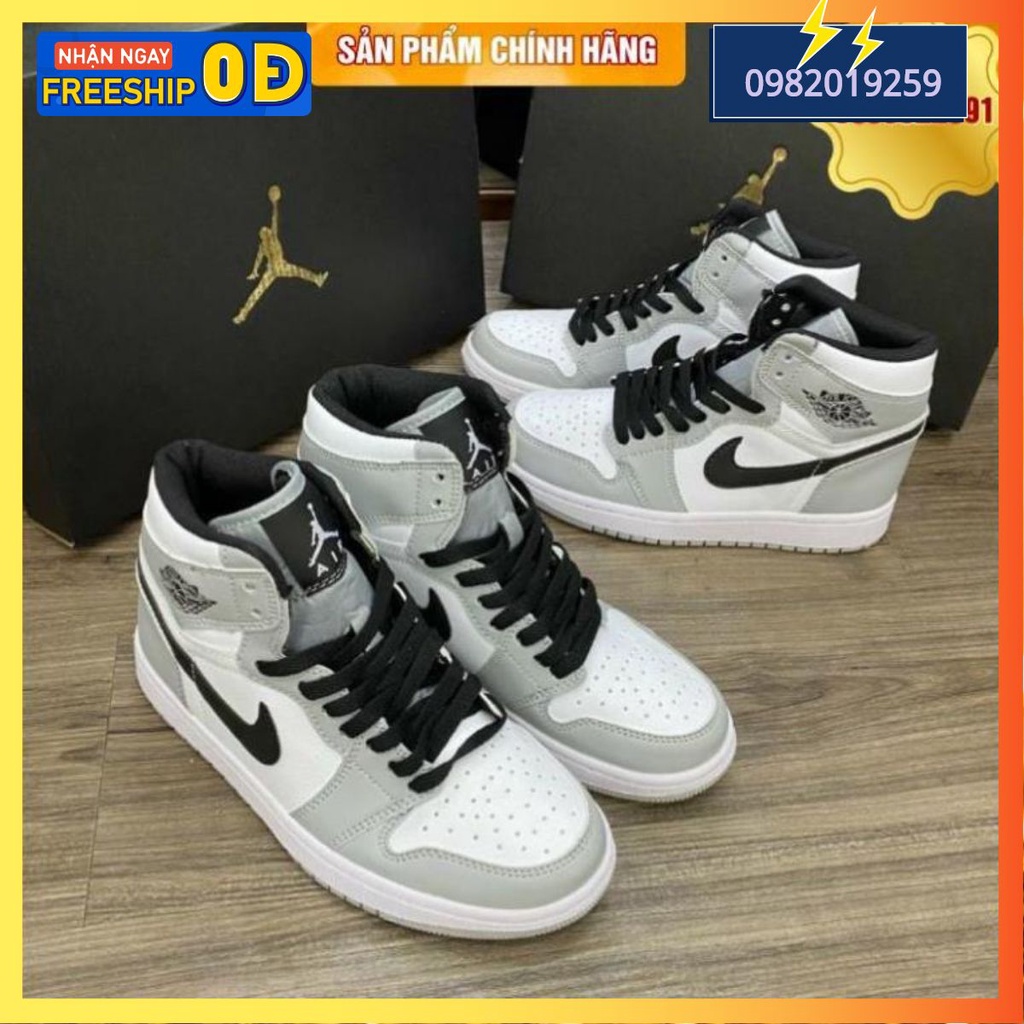[full box+bill ] Giày thể thao Jodan 1 xám đen cao cổ giày kèm boxbill hàng chuẩn