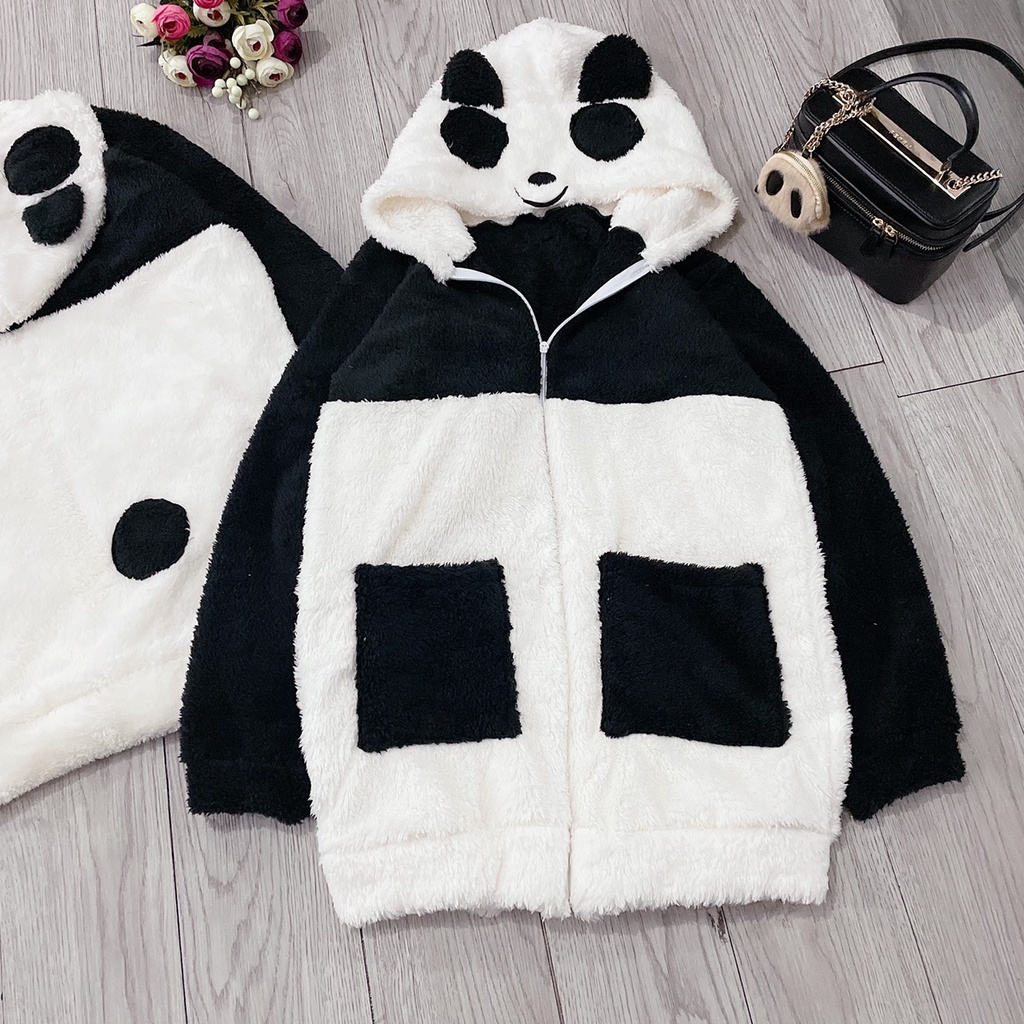 Áo Khoác Nam Nữ - Áo Chùm Đầu Chất Lông GẤu (DH)Áo khoác lông gấu trúc 🐼🐼🐼 - MV7781 | BigBuy360 - bigbuy360.vn
