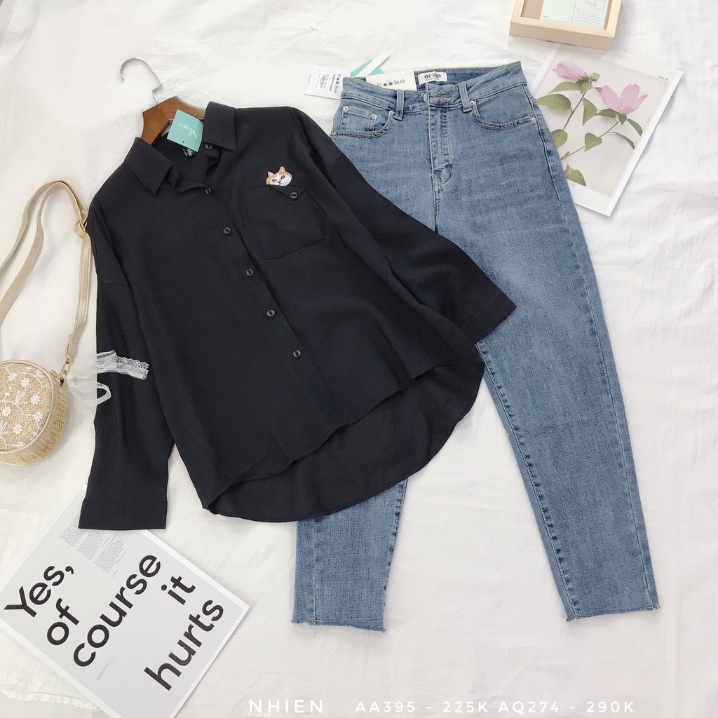 Áo sơ mi nữ Nhiên vintage sơ mi trắng nữ công sở AA395