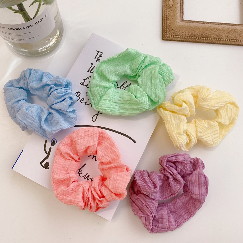 Scrunchies Cột Tóc Vải Đũi Nhiều Màu Tươi Hot Trend