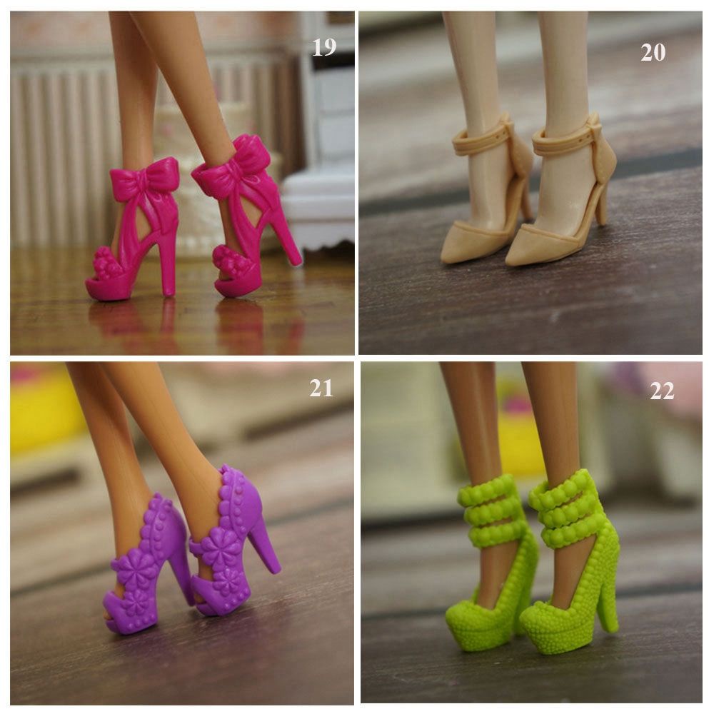 Giày cao gót bằng nhựa nhiều màu thời trang dành cho búp bê 1/6 24 phong cách tùy chọn