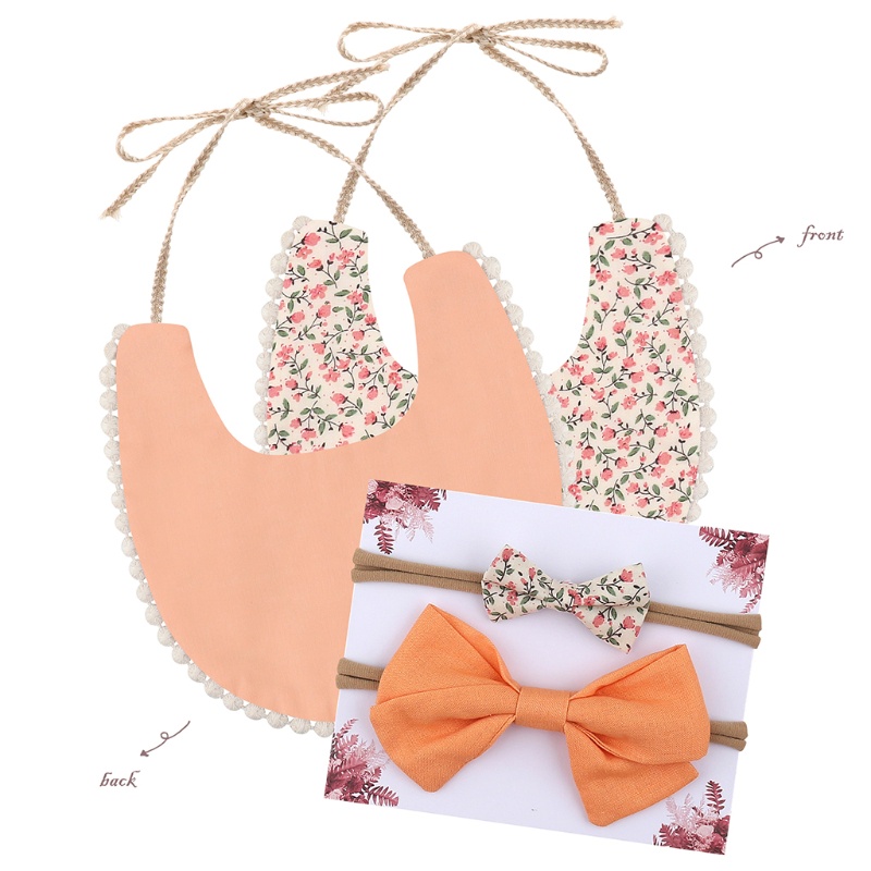 Bộ Khăn Lau Nước Dãi Hai Mặt Thắt Nơ Cho Bé Sơ Sinh