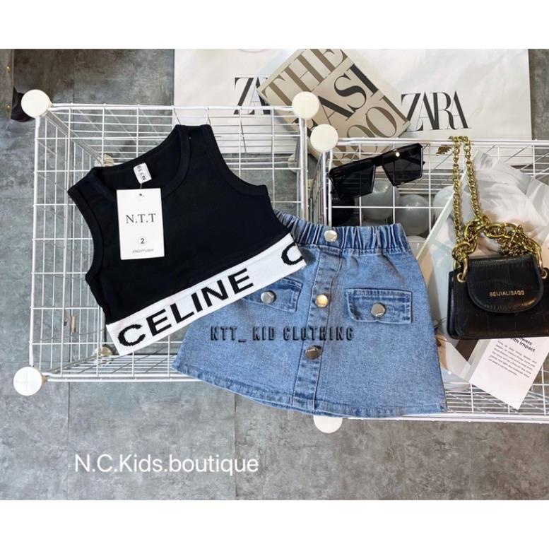 Set áo CE.LI bo viền + cv jean bé gái