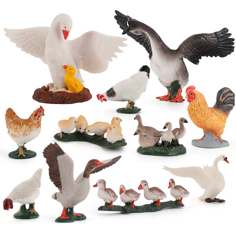 ✨Piqting Farm Simulation Chicken Duck Goose animal model Bonsai figurine home decoration