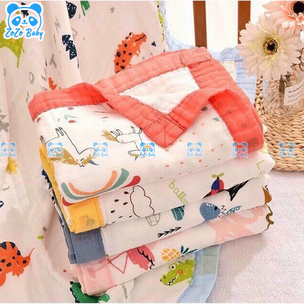 Chăn xô sợi tre 4 lớp xuất Nhật Kiluta Có Viền Cho Bé