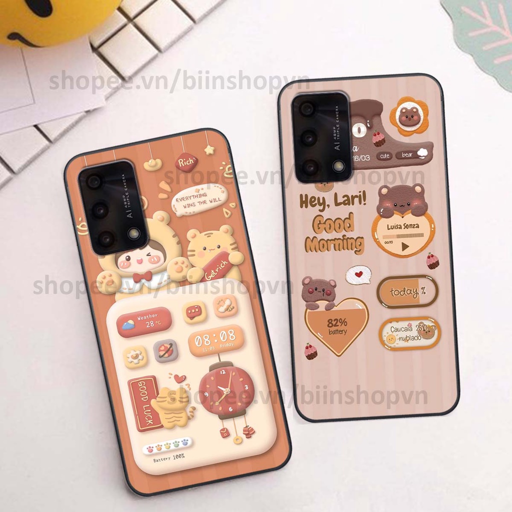 Ốp Oppo A74 / A94 / A95 in 3D icon gấu nổi siêu xinh, siêu đáng yêu, cá tính phong cách