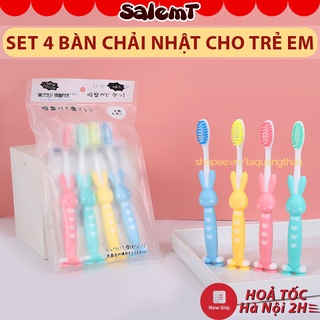 Bàn Chải Đánh Răng Cho Bé 4 Chiếc Cho Trẻ Dưới 10 Tuổi Công Nghệ Nhật Bản Lông Mềm Mịn Siêu Mảnh Giúp Vệ Sinh Răng Mệng