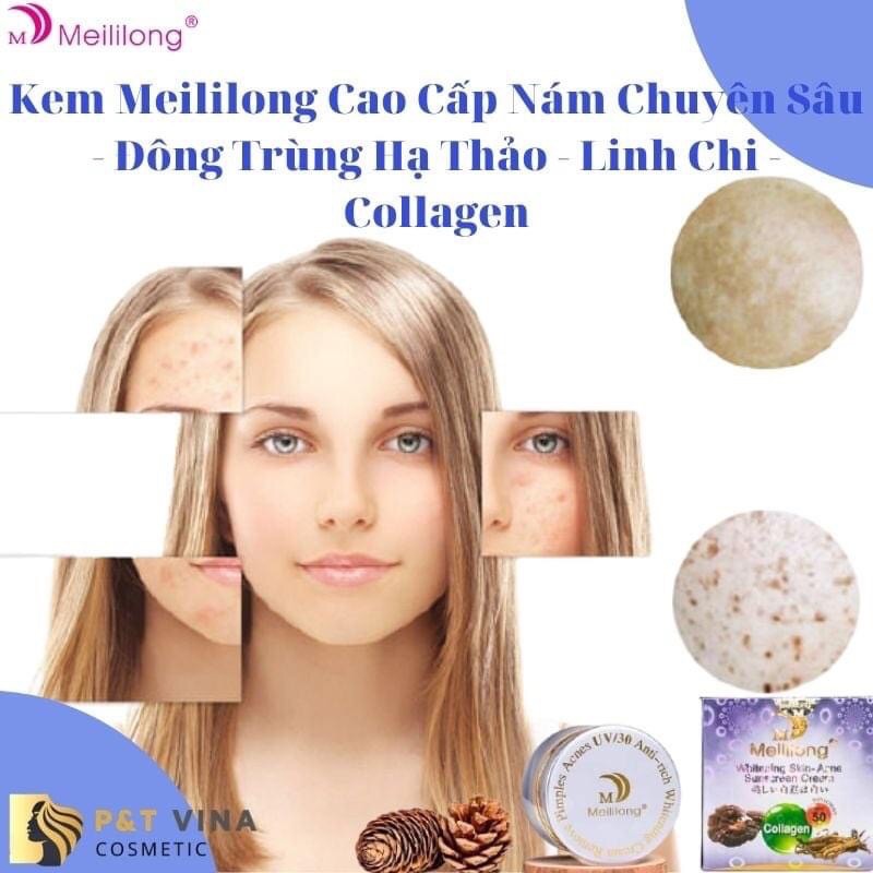 KEM MEILILONG MỜ NÁM CHUYÊN SÂU, TÀN NHANG, MỤN THÂM, ĐỒI MỒI TINH CHẤT COLLAGEN LINH CHI ĐÔNG TRÙNG HẠ THẢO 20G