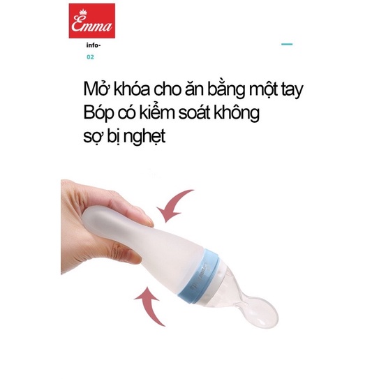 Bình thìa ăn dặm silicon Emma kids cho bé