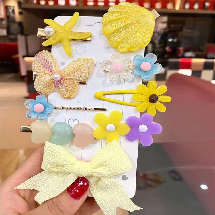 Set 9 kẹp tóc nơ phong cách Hàn Quốc mới cho bé gái