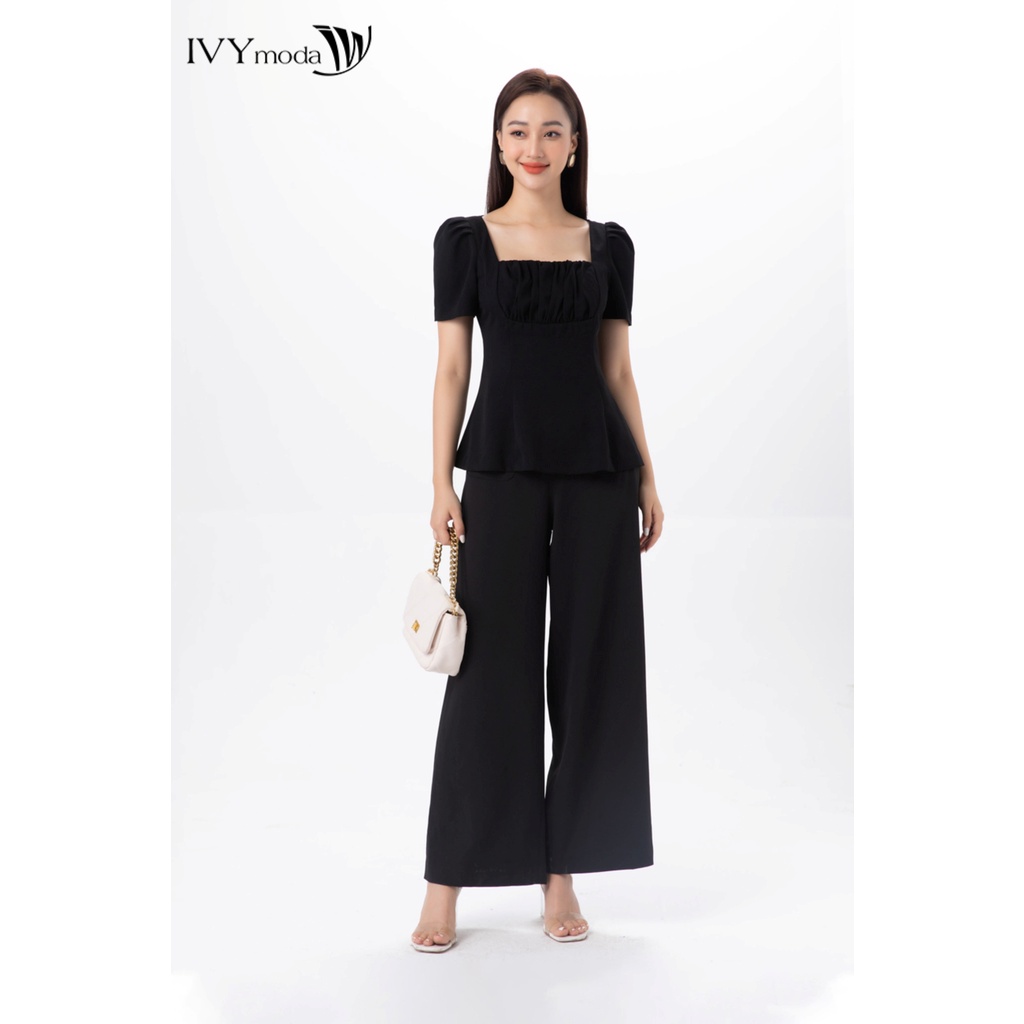 Áo peplum nữ phối nhún IVY moda MS 16B9227