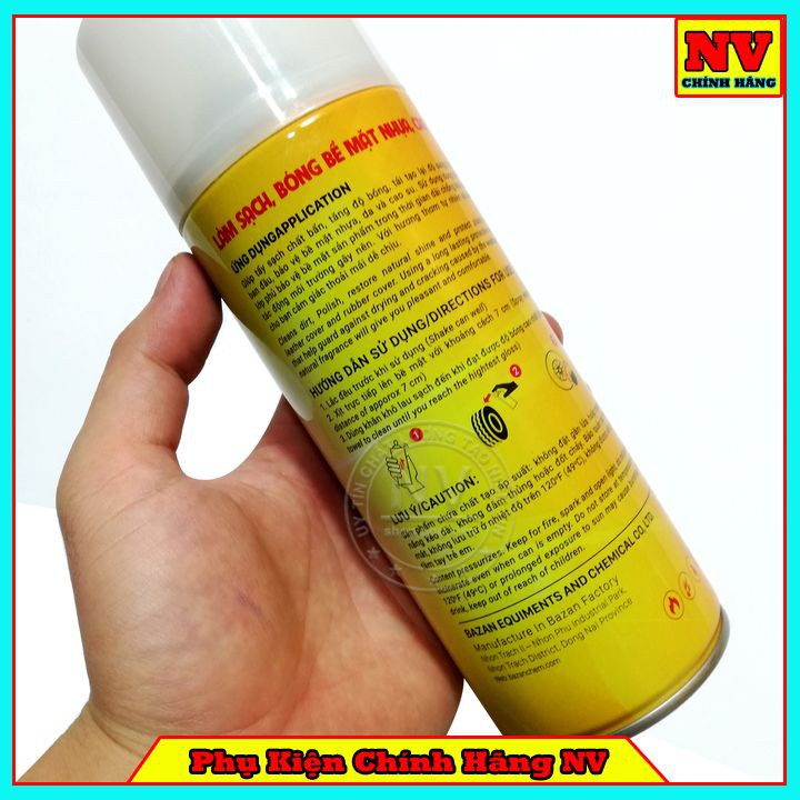 Chai Làm Bóng Vỏ Xe BZ Màu Vàng 400ml - Phục Hồi Nhựa Nhám