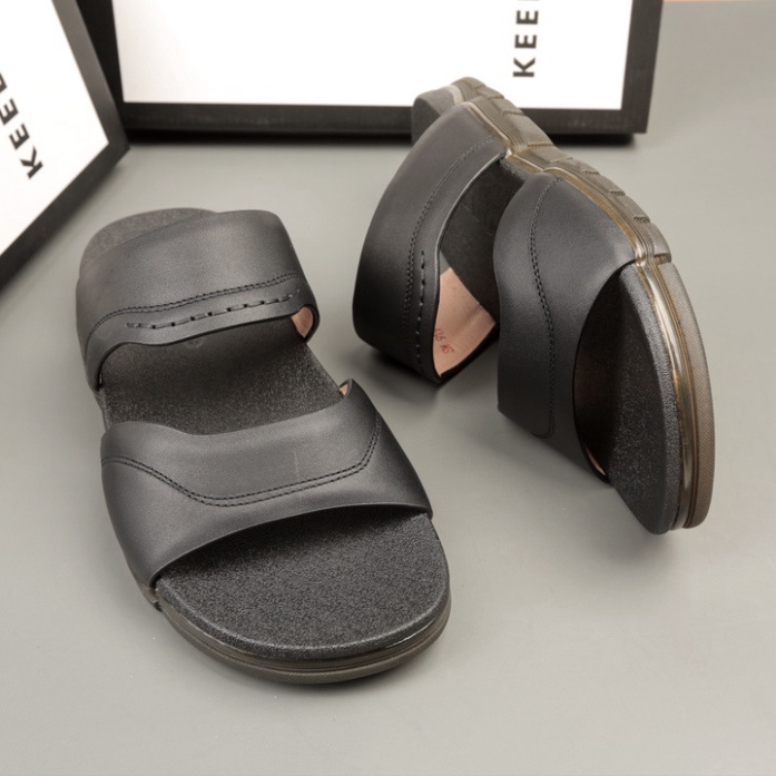 Dép quai ngang hàng hiệu da bò thật KEEDO DR0105