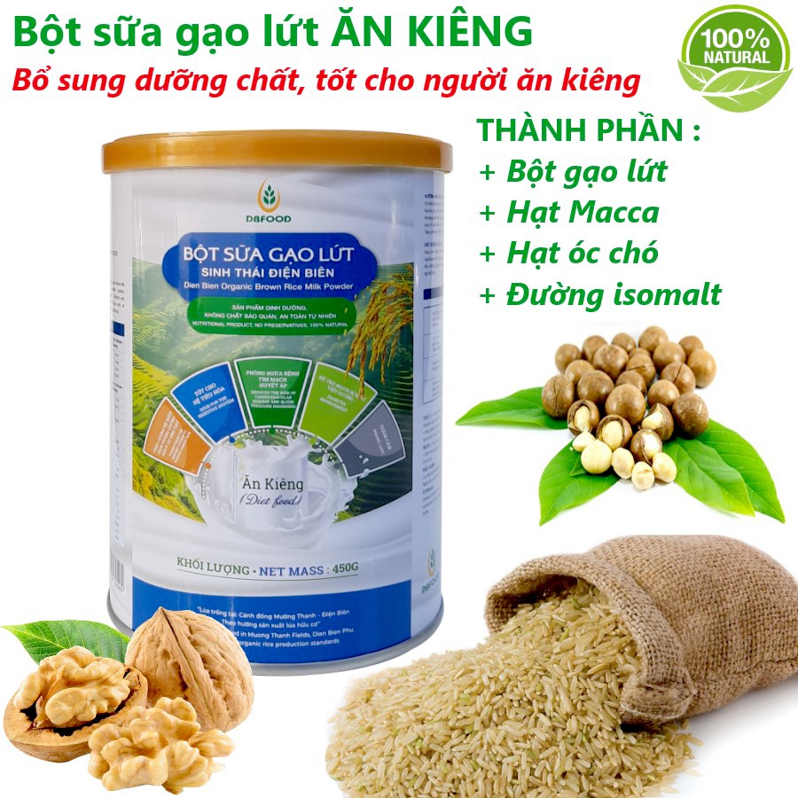 Bột sữa gạo lứt sinh thái Điện Biên DB FOOD - Tốt cho người ăn kiêng và mọi lứa tuổi thu hoàn toàn tự nhiên