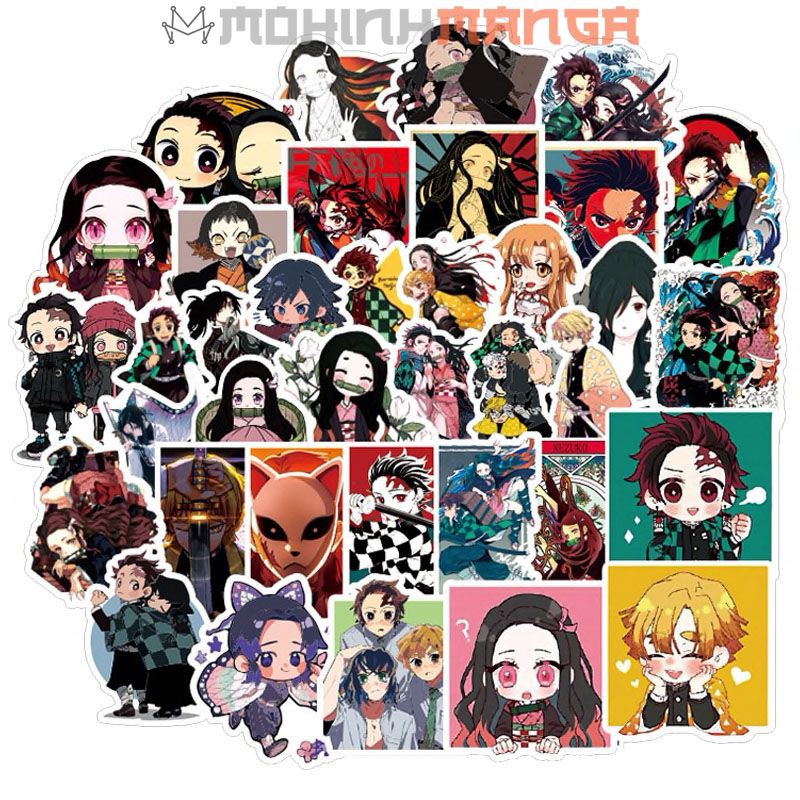 Bộ sticker Kimetsu No Yaiba (miếng dán decal Thanh gươm diệt quỷ) chống nước hình dán Tanjiro Nezuko Zenitsu Inosuke