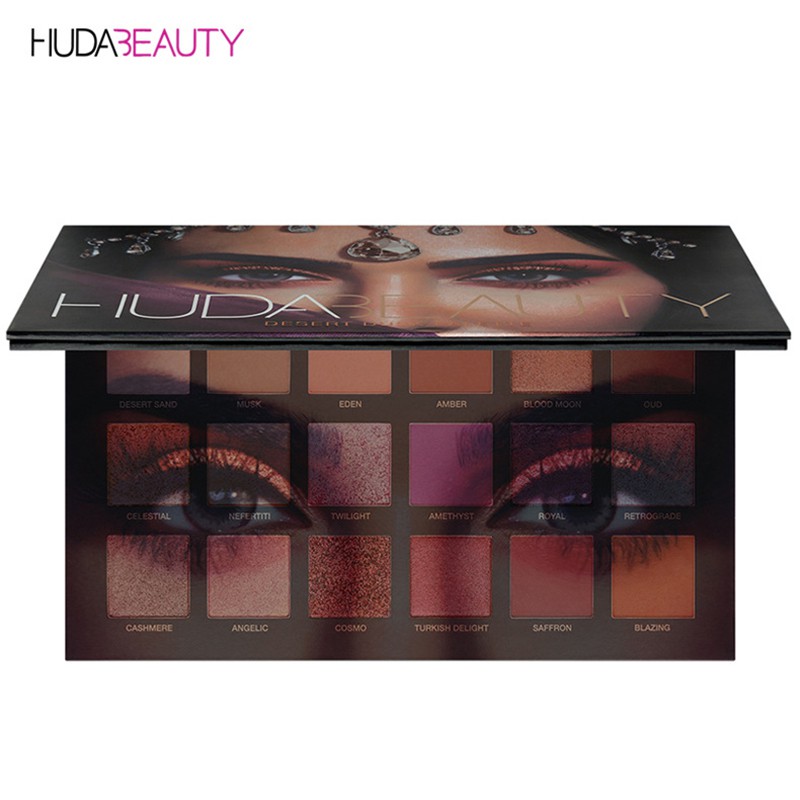 [Hàng mới về] Bảng phấn mắt Huda Beauty 18 màu tông sa mặc có nhũ và lì độc đáo