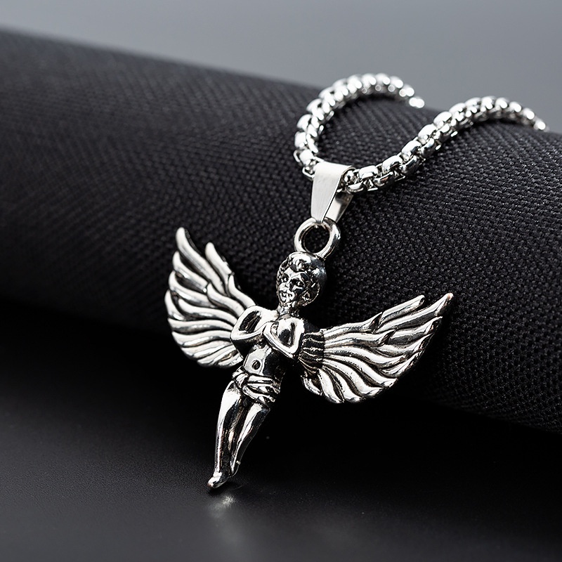 Dây chuyền nam nữ titan thiên thần, vòng cổ nam nữ bạc angel - Bảo Bảo Store