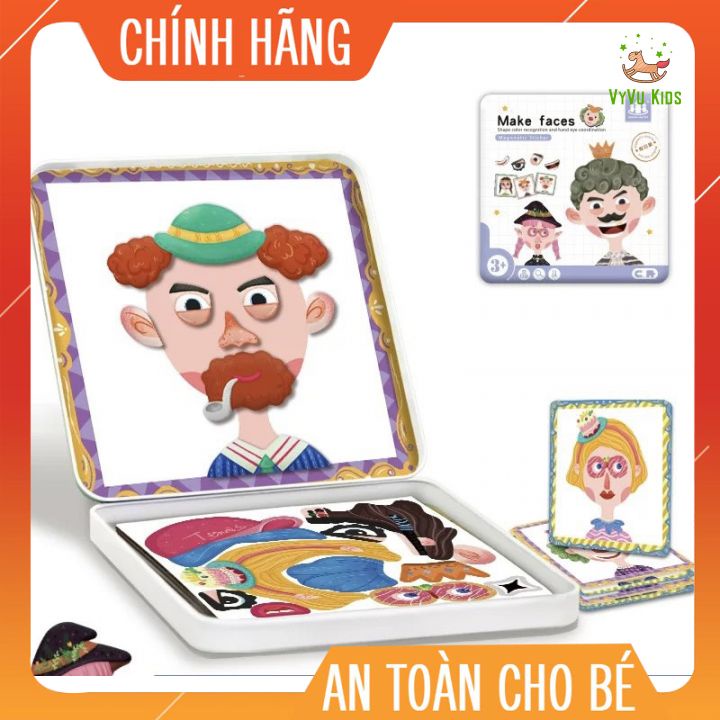 Bộ đồ chơi gỗ xếp hình ghép hình nam châm cho bé nhiều chủ đề đa dạng giúp bé sáng tạo VyVu Kids