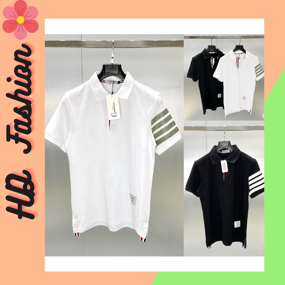 Áo Polo Nam kẻ Sọc Áo Polo Soc Hotten 2022 Chất Vải Cotton Cao Cấp Co Dãn 4 Chiều - Mã 4 sọc tay - HD SHOP