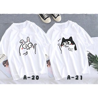Áo thun Cặp Đôi Nam Nữ Couple - Mèo đen - trắng (Giá 65k 1 cái) Có size tay lỡ