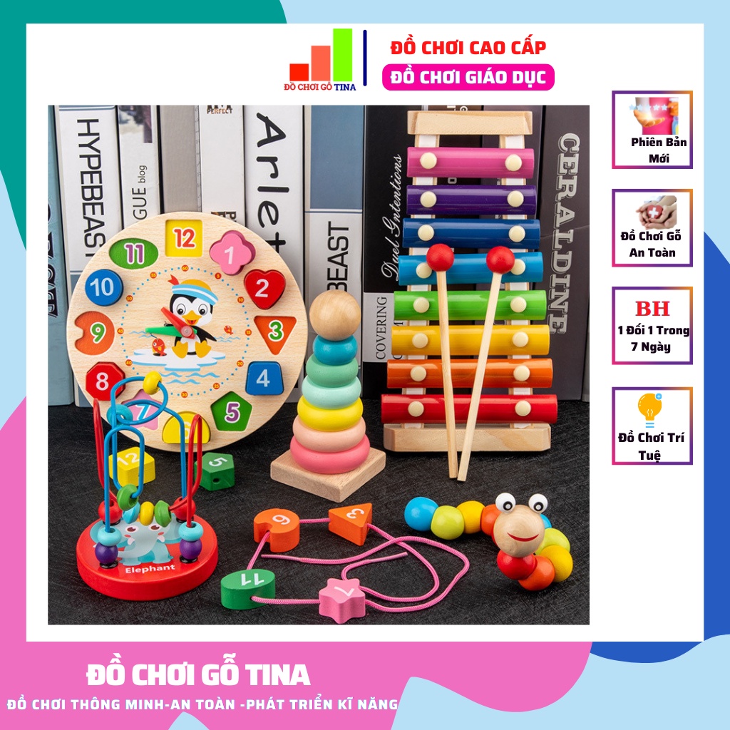 Đồ Chơi Cho Bé , Đồ Chơi Gỗ Giáo Dục Tina Chất Liệu An Toàn Giúp Bé Phát Triển Tư Duy, Trí Tuệ, Sáng Tạo Thông Minh