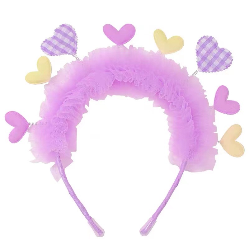 Băng Đô Cài Tóc Phối Ren Ruy Băng Chống Trượt Dễ Thương Cho Bé Gái