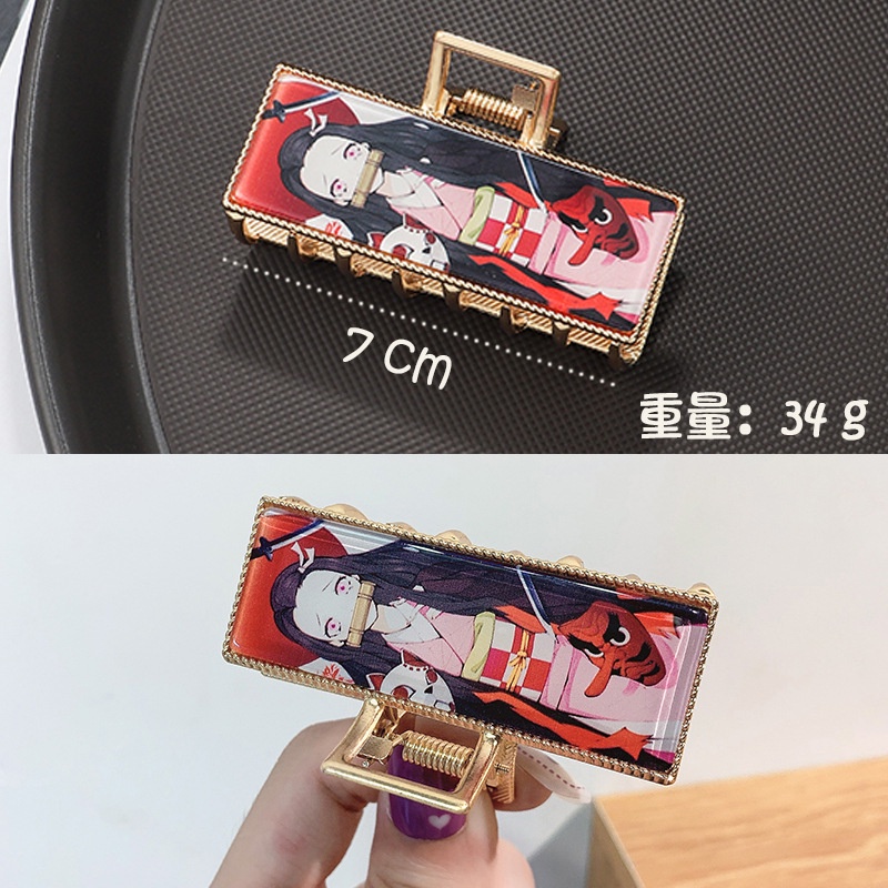 Kẹp tóc kim loại họa tiết anime Demon Slayer thời trang dễ phối đồ