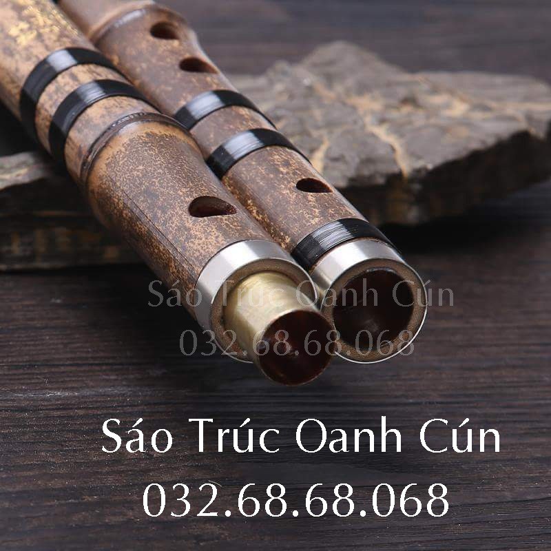 Dizi trúc tím khớp inox _Sáo Trúc Oanh Cún