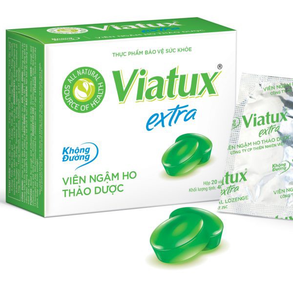 Viatux Extra Viên Ngậm Ho Thảo Mộc Không Đường Hộp 20 Viên