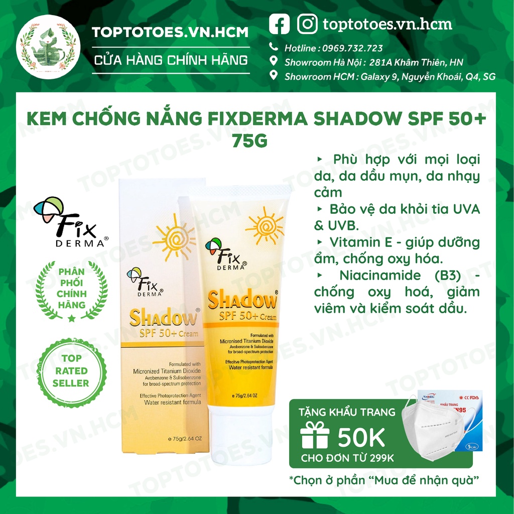 Kem chống nắng Fixderma Shadow SPF 50+ 75g