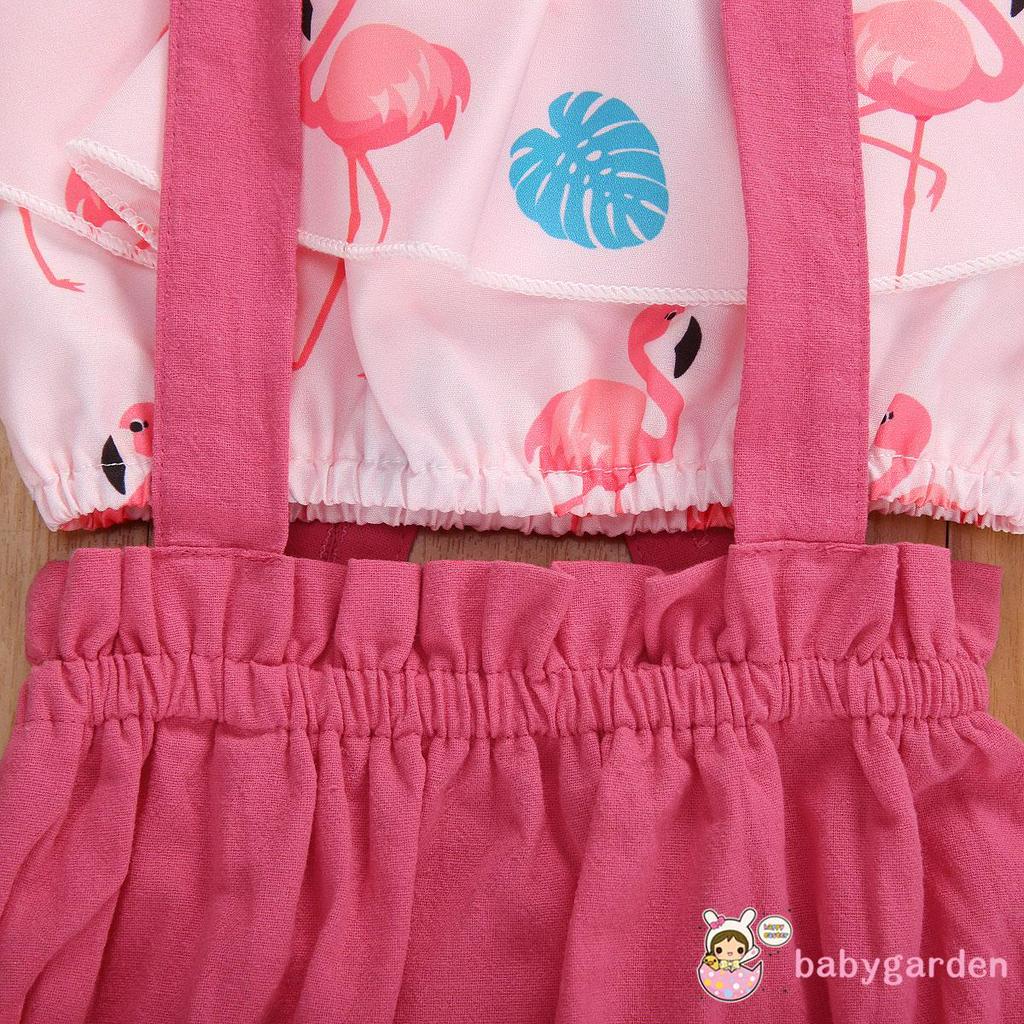 Set Áo Thun Ngắn Tay Và Quần Short Yếm Hợp Thời Trang Cho Bé Gái