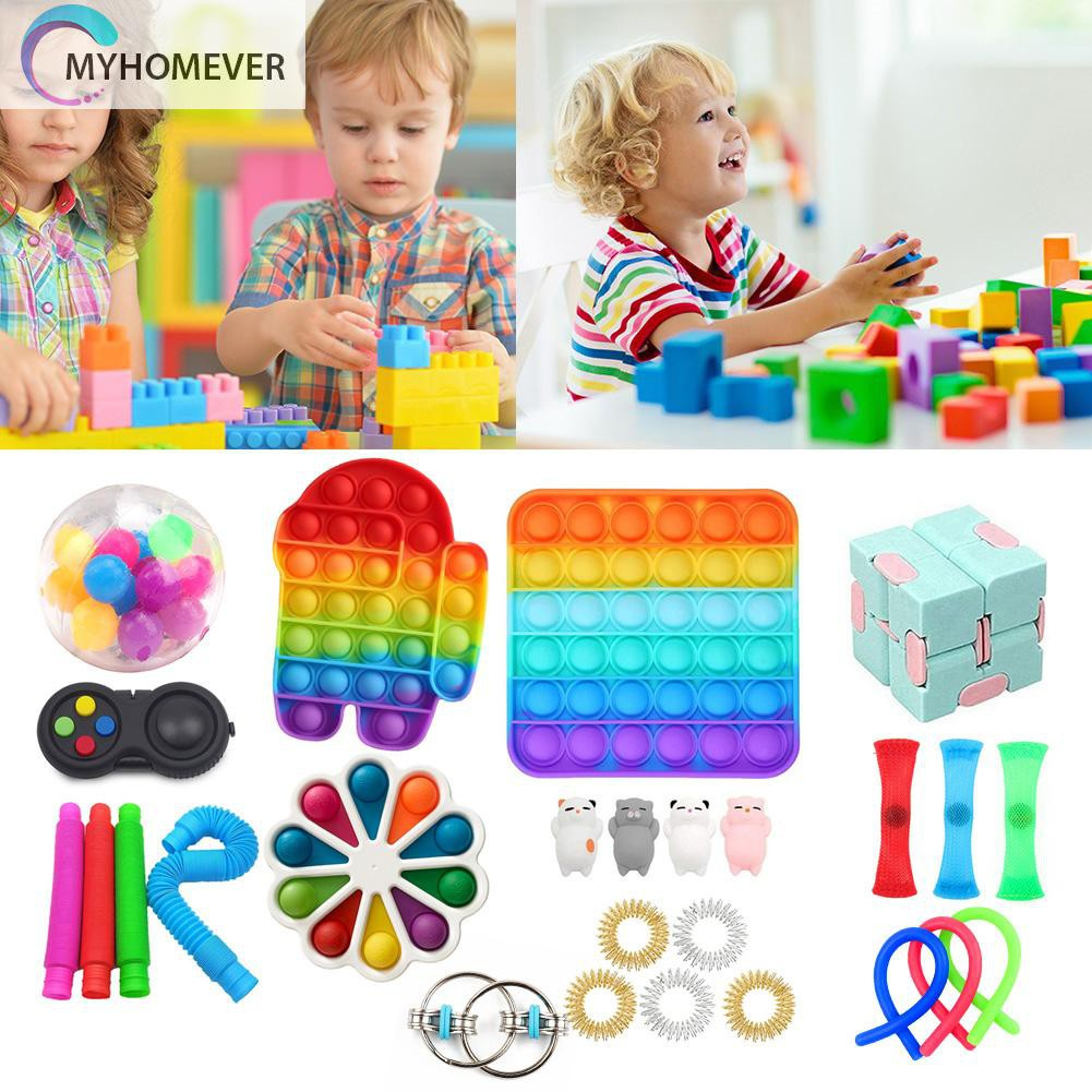 Pop It Fidget Đồ chơi 31pcs Push Bubble Fidget Đồ chơi Set Autism Relaxing Sensory Stress Relief Đồ chơis