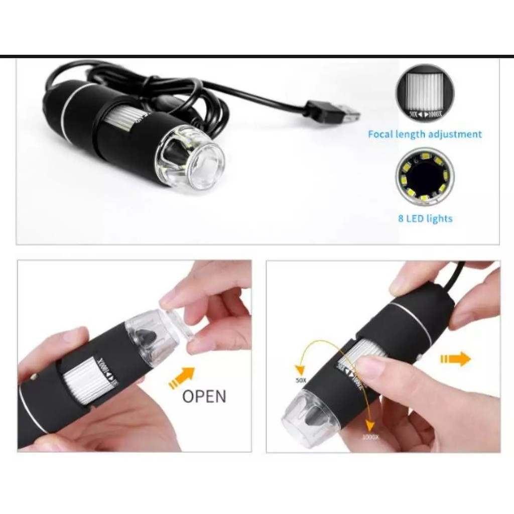 Super Zoom Digital Microscope 1600X Kính hiển vi điện tử bỏ túi nhỏ gọn kết nối máy tính điện thoại dễ dàng tiện dụng