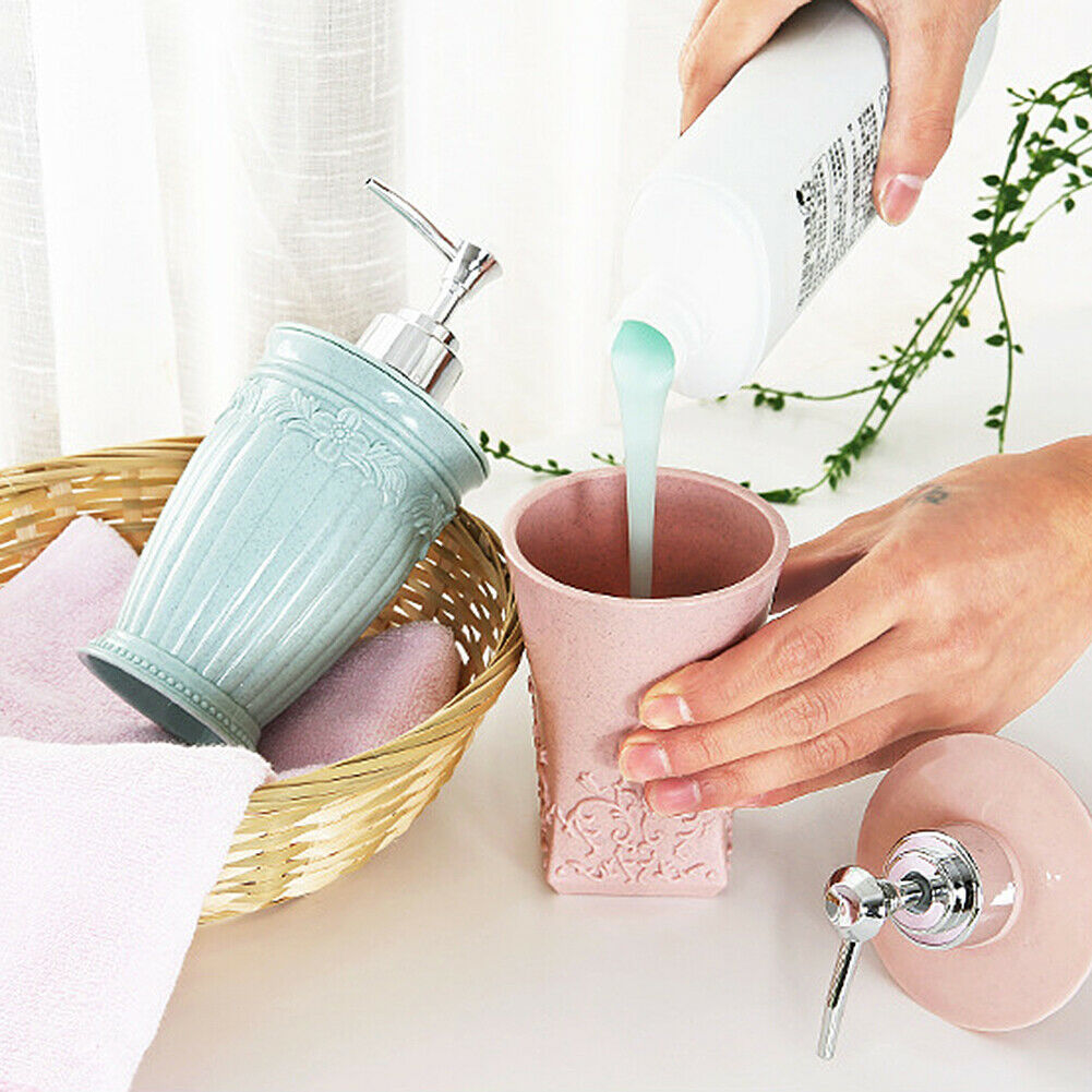 400ml 3D Carved Flower Pattern Shampoo Shower Gel Lotion Empty Bottle / Liquid Dispenser Press Bottle Lotion Storage Container / Lotion Bottle with Pump / Shampoo Soap Shower Container